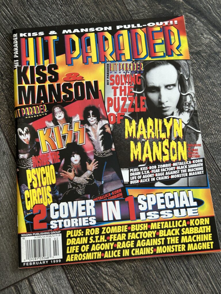 KISS Magazine Hit Parader Feb 1999 Vintage Kiss Centerfold Poster Marilyn Manson