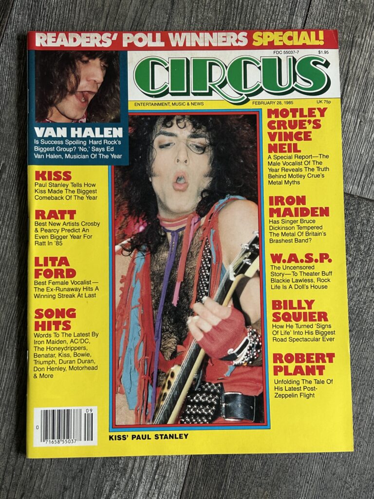 KISS Magazine Circus Feb 1985 Vintage Kiss Memorabilia Wasp Van Halen Motley