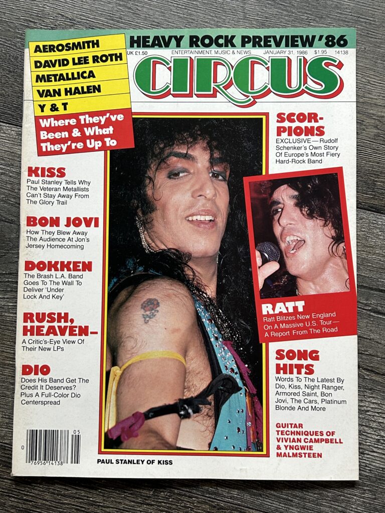KISS Magazine Circus Jan 1986 Vintage Kiss Dokken Ratt Bon Jovi Dio Scorpions