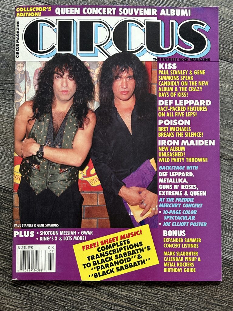 KISS Magazine Circus July 1992 Vintage Kiss Queen Freddie Mercury Def Poison