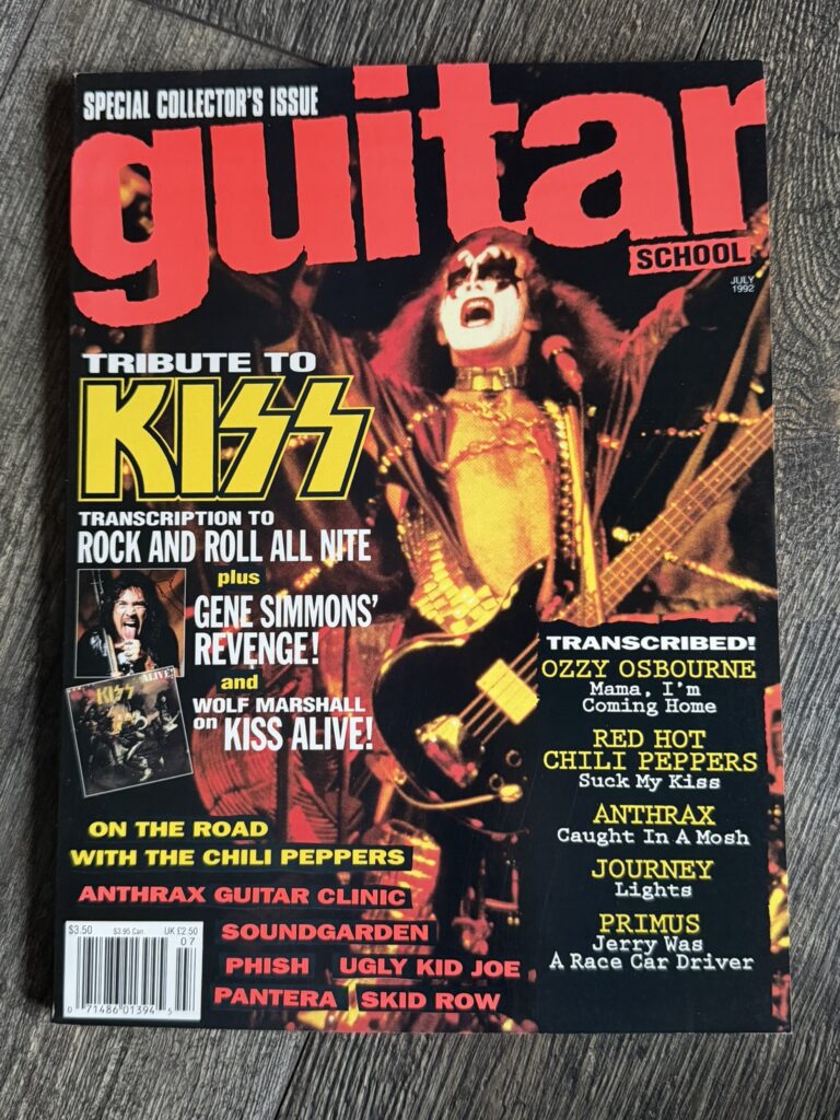 KISS Magazine Guitar School July 1992 Gene Simmons Vintage Kiss Memorabilia