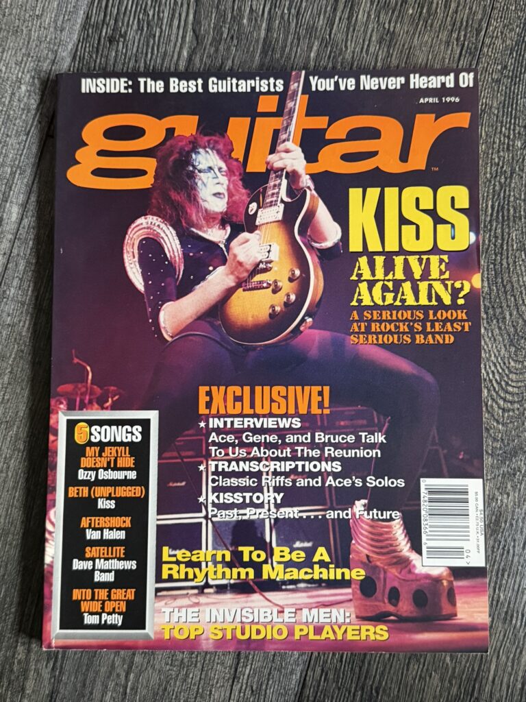 KISS Magazine Guitar April 1996 Ace Frehley Reunion Vintage Kiss Memorabilia