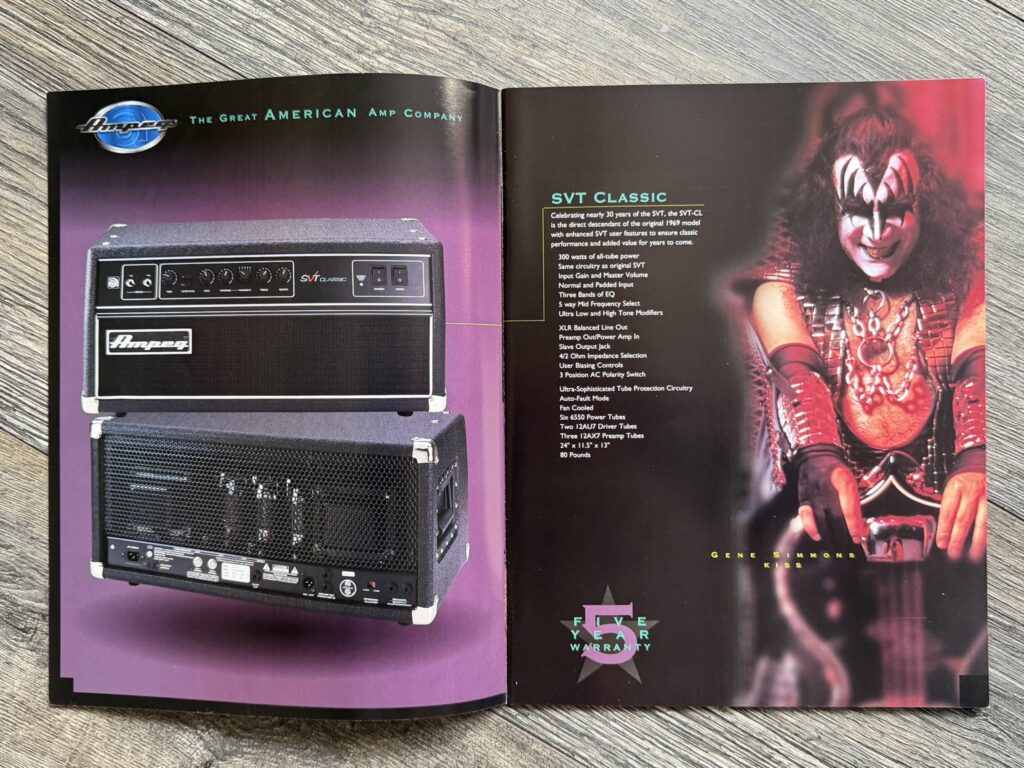 KISS Gene Simmons Bass Amp Ampeg Catalog SVT 1997 Vintage Kiss Memorabilia