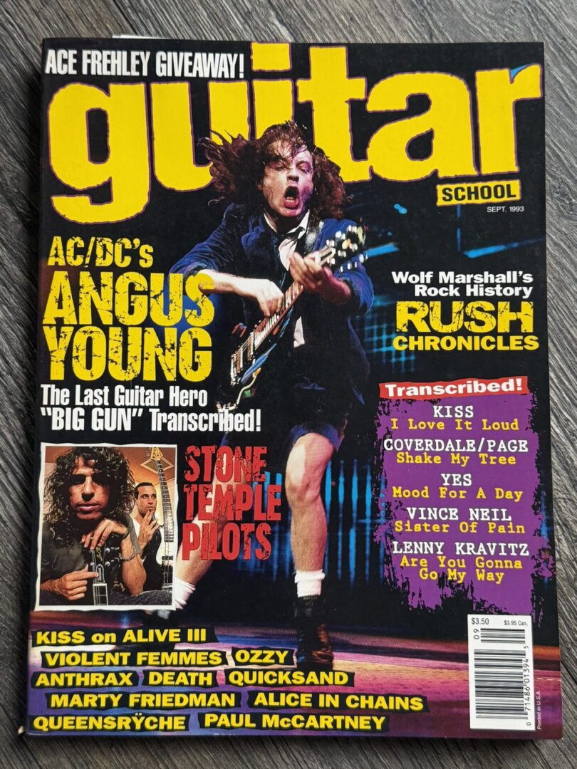 KISS Magazine Guitar School Sept 1993 ACE FREHLEY Kiss Alive 3 Vintage Kiss