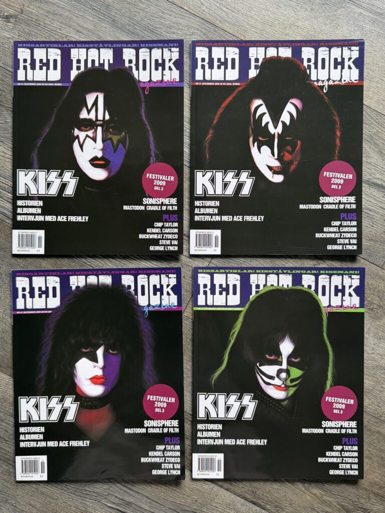 KISS Magazine Red Hot Rock 4pc Set 1978 Solo Albums Dec 2009 Sweden Vintage Kiss
