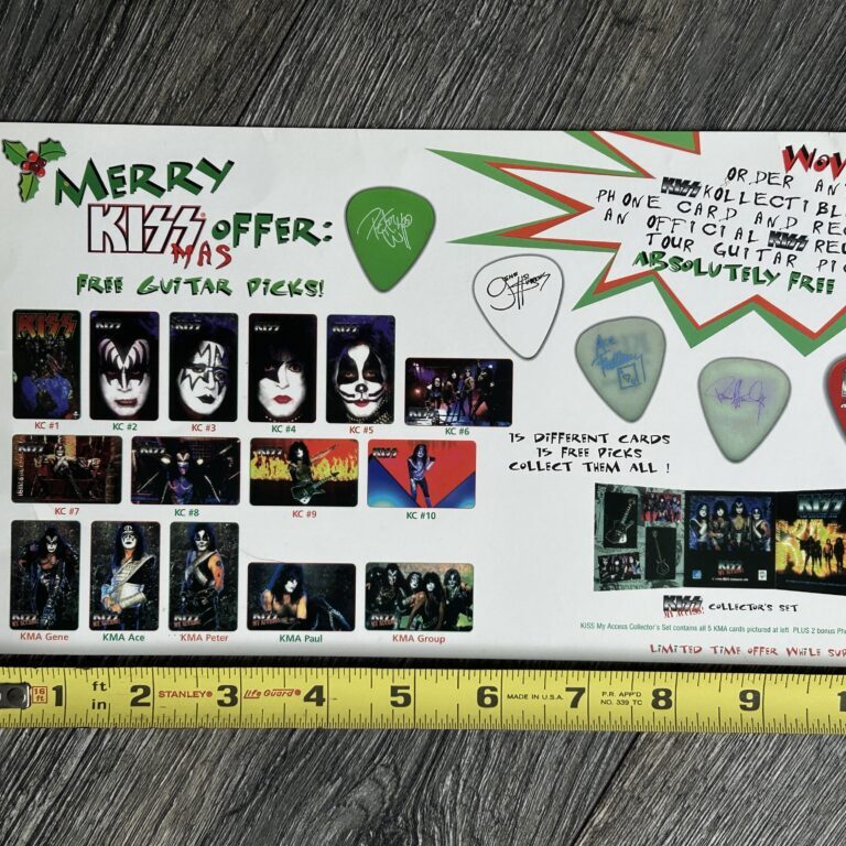 KISS Postcard Promo Ad Guitar Pick w/ Phone Card Offer Reunion 1997 Vintage Kiss