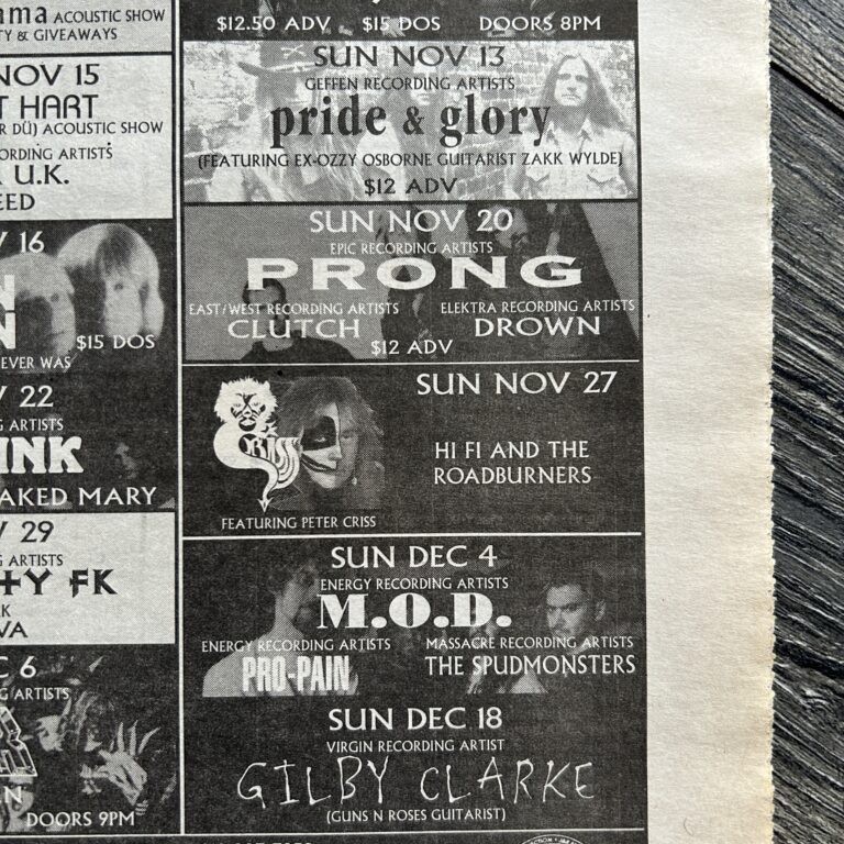 Peter Criss Concert Ad