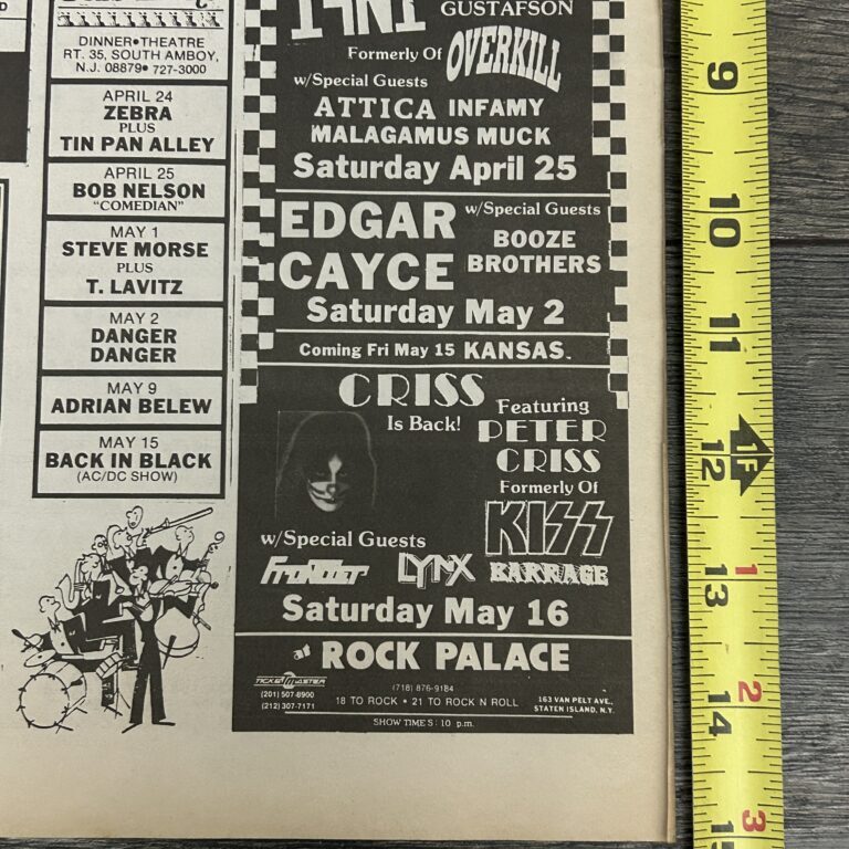 Kiss Peter Criss Concert Ad