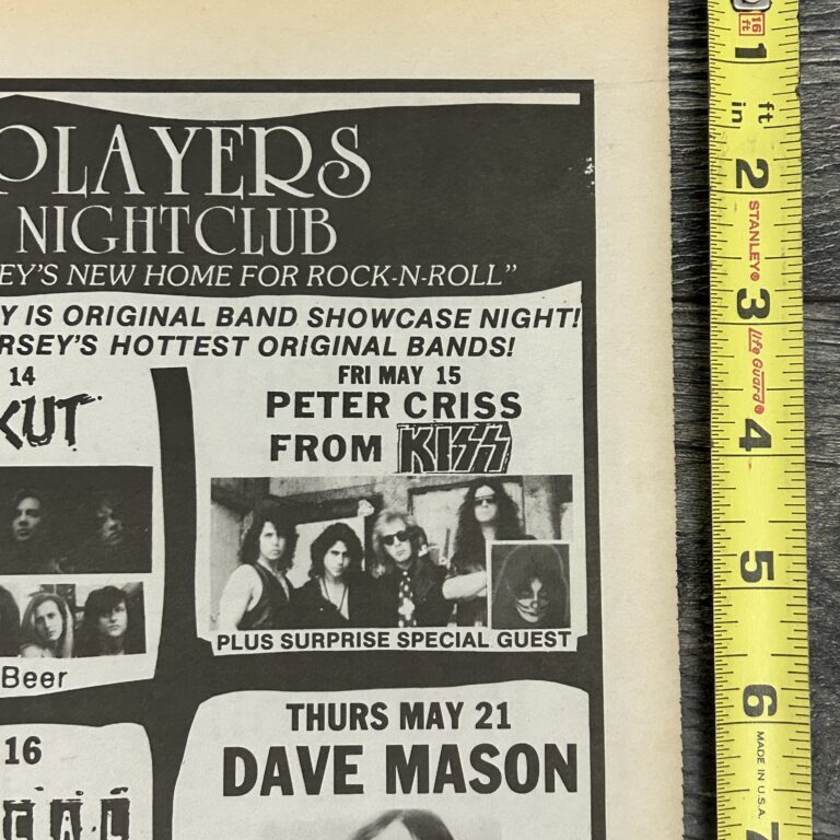 KISS Concert Ad Advert PETER CRISS