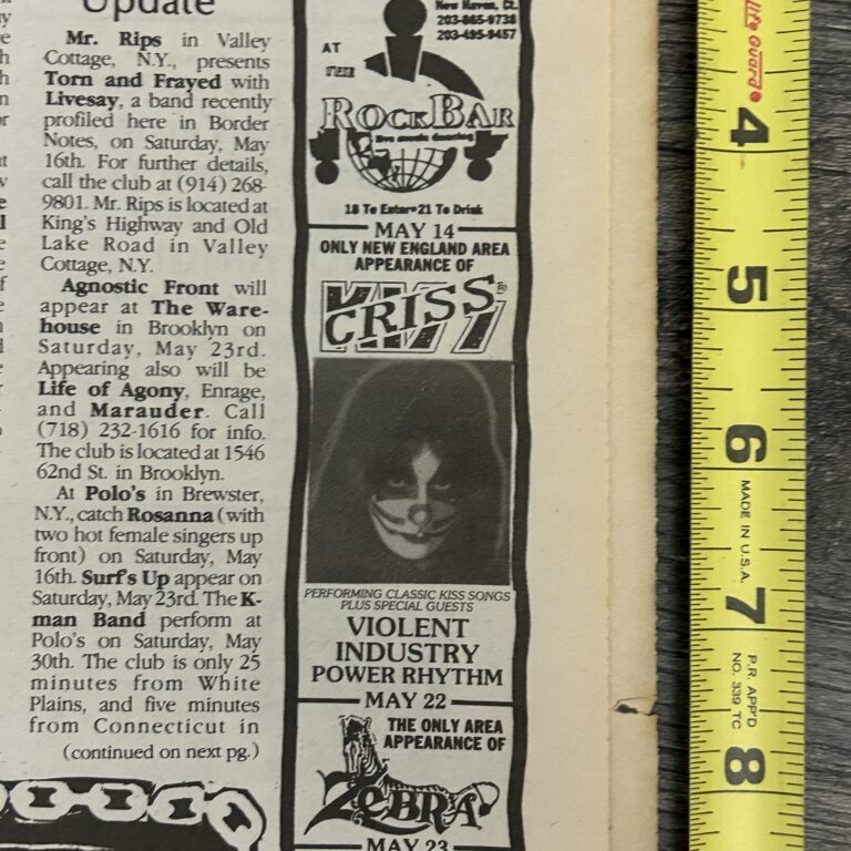 KISS Concert Ad Advert PETER CRISS