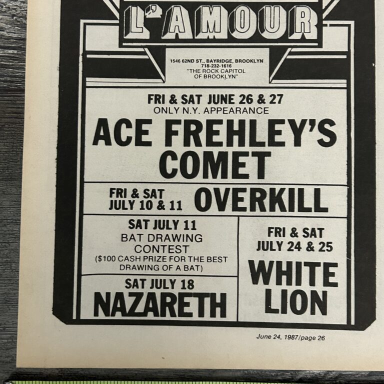 KISS Concert Ad Advert ACE FREHLEY Frehley's Comet