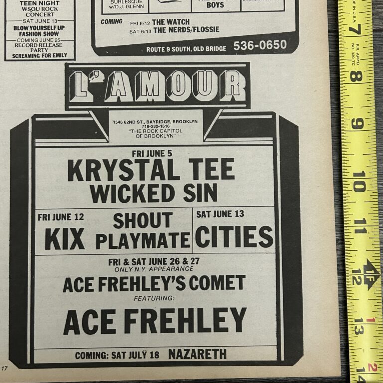 KISS Concert Ad Advert ACE FREHLEY Frehley's Comet