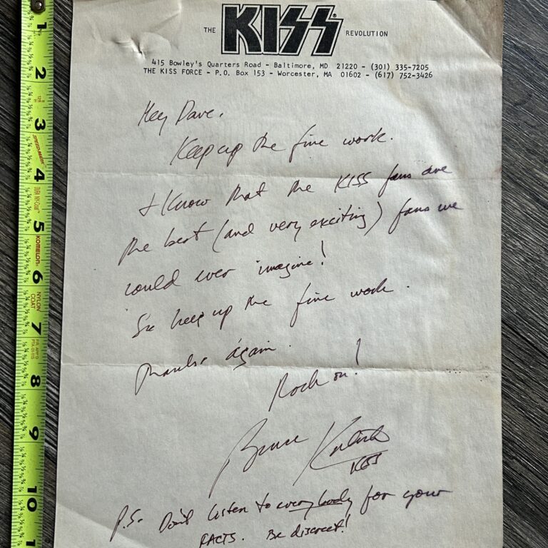Kiss BRUCE KULICK Signed Handwritten Letter Autograph Vintage Kiss Force Fanzine