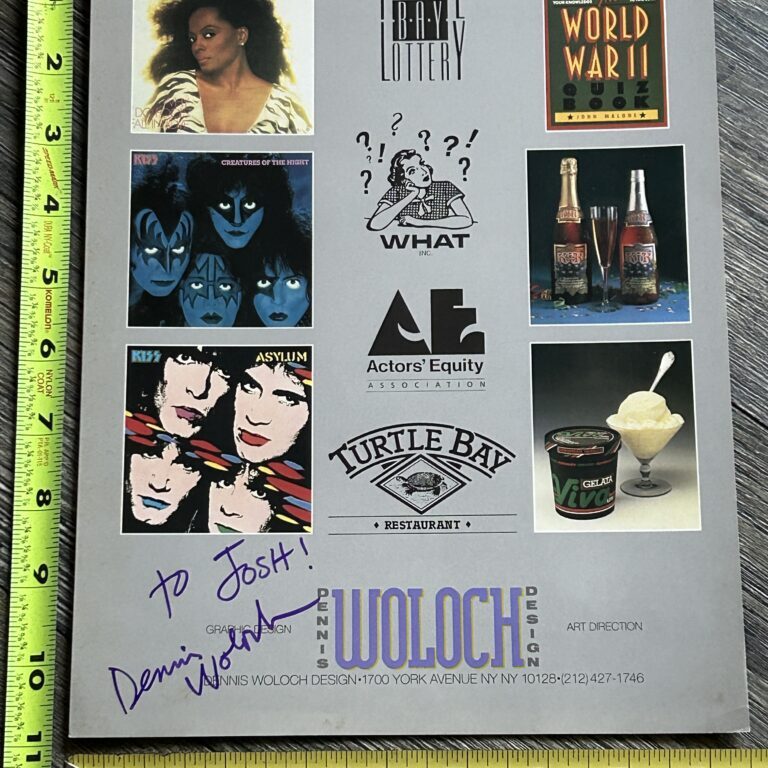 Kiss DENNIS WOLOCH Signed Autograph NY Art Design Studio Ad Flyer Vintage Kiss