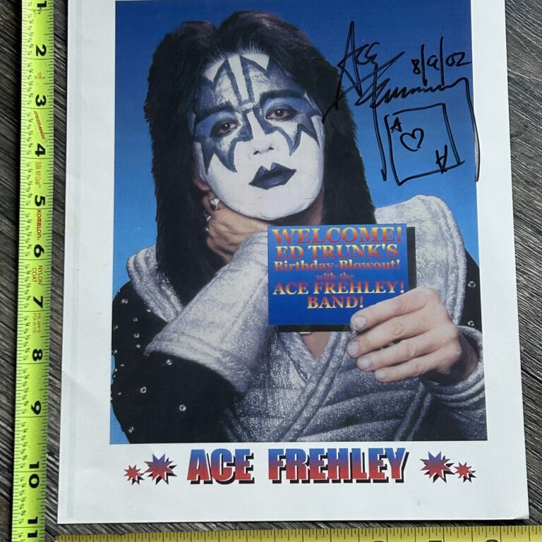 Kiss ACE FREHLEY Signed Autograph Photo Eddie Trunk's Birthday 2002 Vintage Kiss