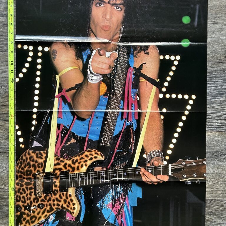 KISS Poster Centerfold Animalize Concert Tour Paul Stanley Pointing BC Rich Eagle Leopard Guitar Vintage Kiss