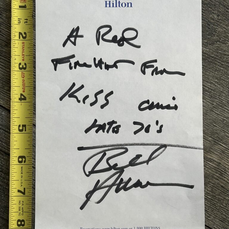 KISS BILL AUCOIN Signed Autograph Fire Helmet Note Vintage Kiss Memorabilia