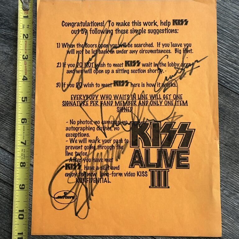 KISS Band Signed Alive III Flyer Gene Simmons Paul Stanley Singer Kulick Vintage