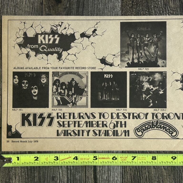 KISS Album Concert Ad Advert Destroyer Quality Records 1974 1975 1976 + Kiss Returns To Destroy Toronto Sept 6 1976 Varsity Stadium