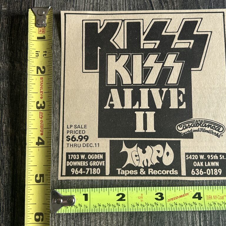 KISS Ad Advert Alive 2 Album Vinyl LP Tempo Tapes Records Store Illinois Vintage Kiss Aucoin