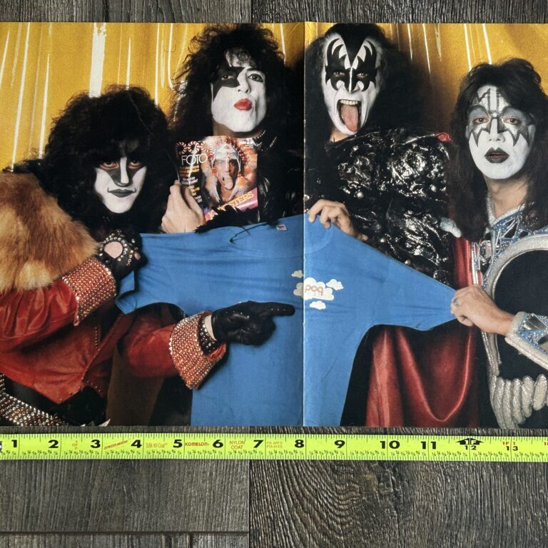 KISS Poster Centerfold Unmasked Tour Eric Carr Paul Stanley Gene Simmons Ace Frehley Holding Shirt 10x16 Vintage Kiss Aucoin