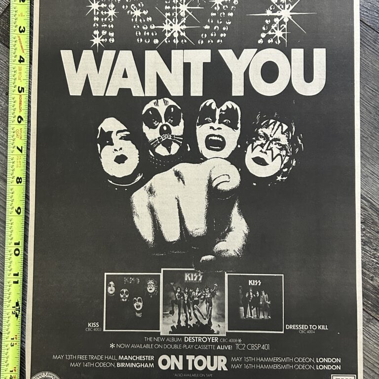 KISS Ad Advert Destroyer Kiss Want You w/ UK Tour Dates 1976 Vintage Kiss Aucoin