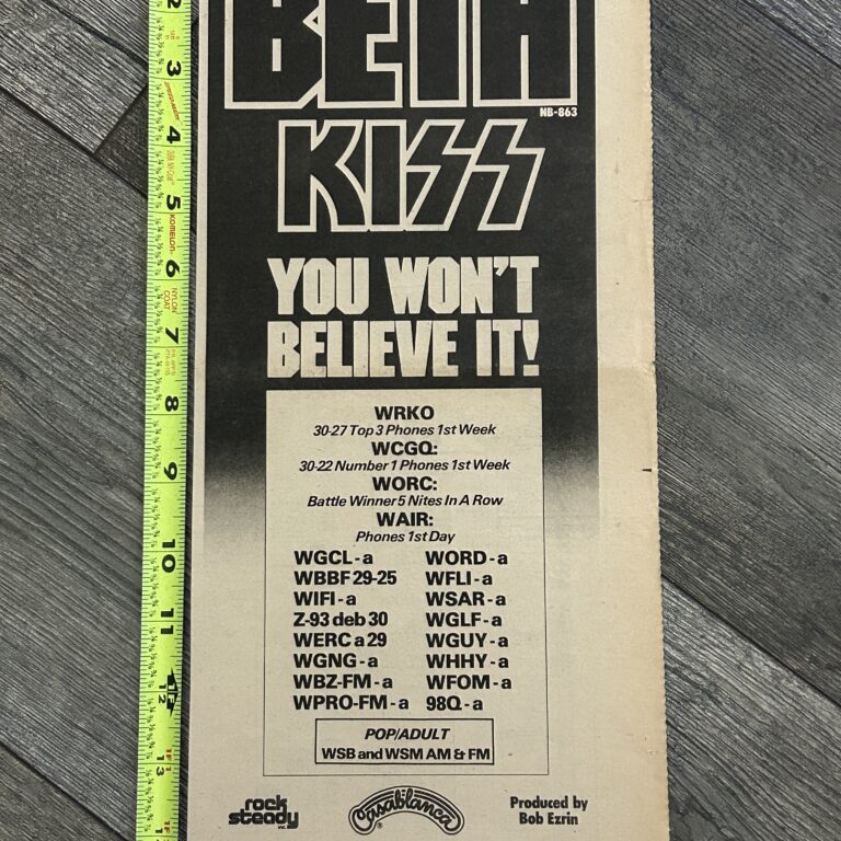 KISS Ad Advert Destroyer BETH Single Radio Airplay Vintage Kiss Aucoin