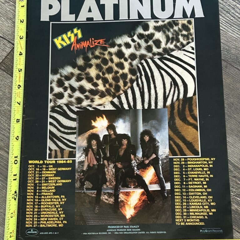 KISS Ad Advert Animalize Record Platinum Sales w/ World Tour Dates 1984 Vintage Kiss