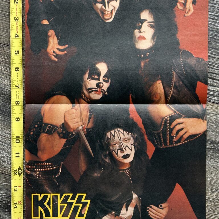 KISS Poster Centerfold Debut Album Red Background Vintage Kiss Aucoin