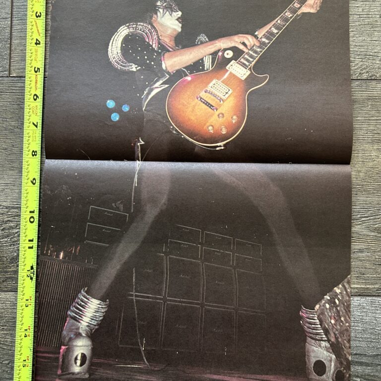 KISS Poster Centerfold Ace Frehley Les Paul Guitar 1976 Vintage Kiss Aucoin