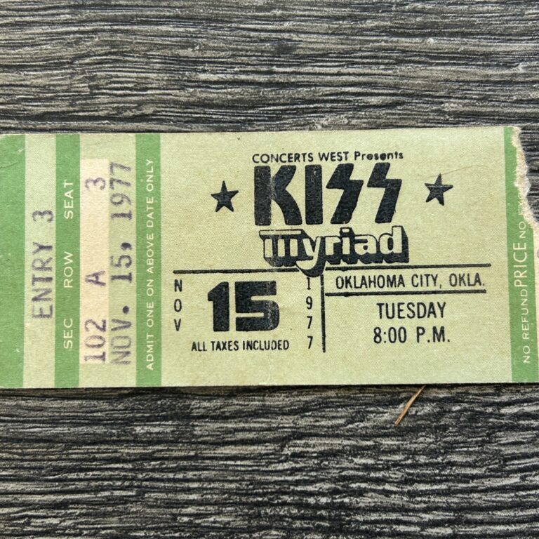 KISS TICKET STUB Alive 2 Concert Tour Oklahoma Nov 15 1977 Vintage Kiss Aucoin