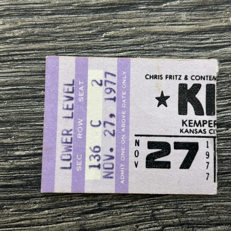 KISS TICKET STUB Alive 2 Concert Tour Kansas City Nov 1977 Vintage Kiss Aucoin B