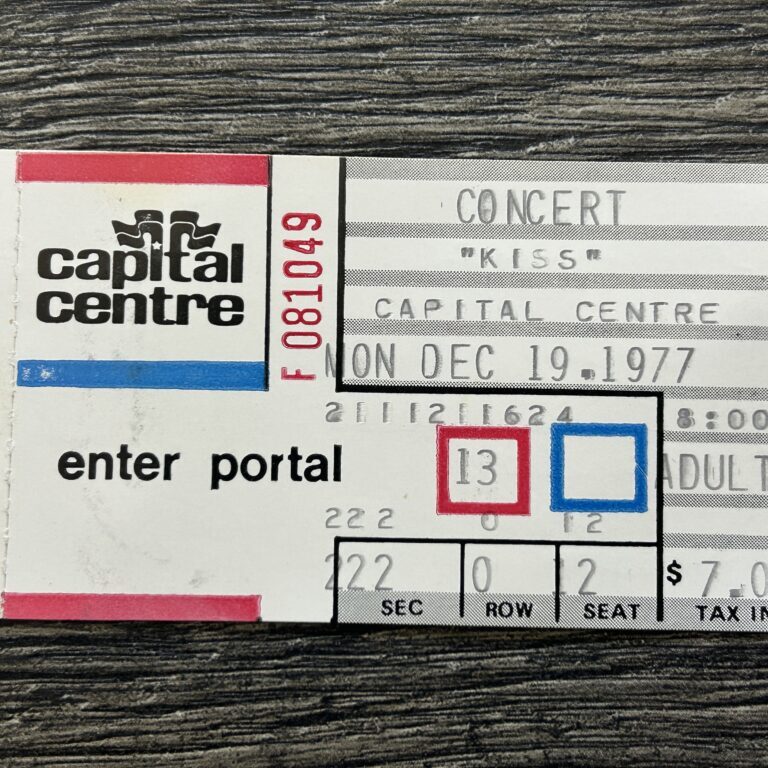 KISS TICKET STUB Alive 2 Concert Tour Maryland Dec 19 1977 Vintage Kiss Aucoin