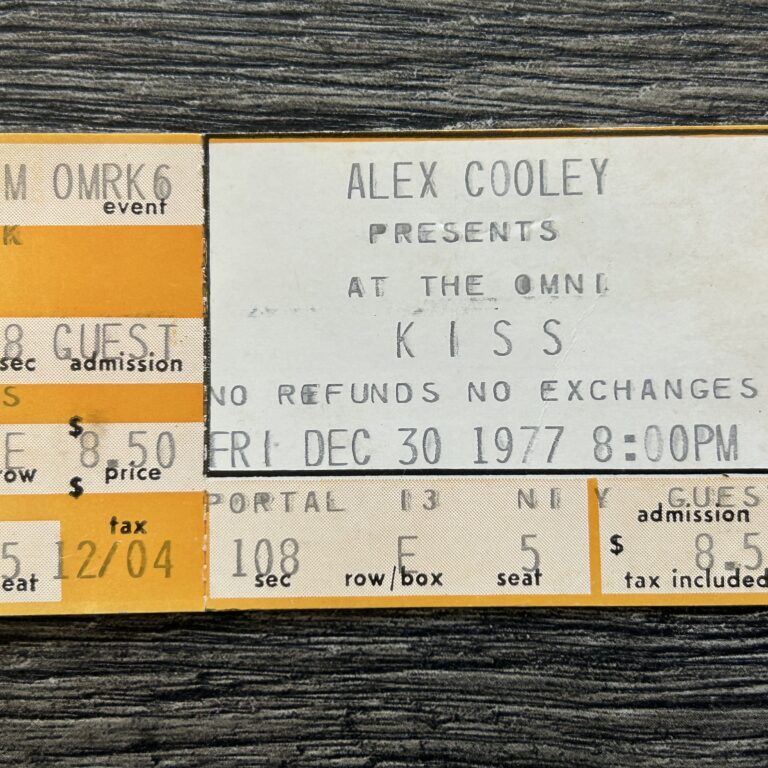 KISS TICKET STUB Alive 2 Concert Tour Atlanta GA Dec 30 1977 Vintage Kiss Aucoin