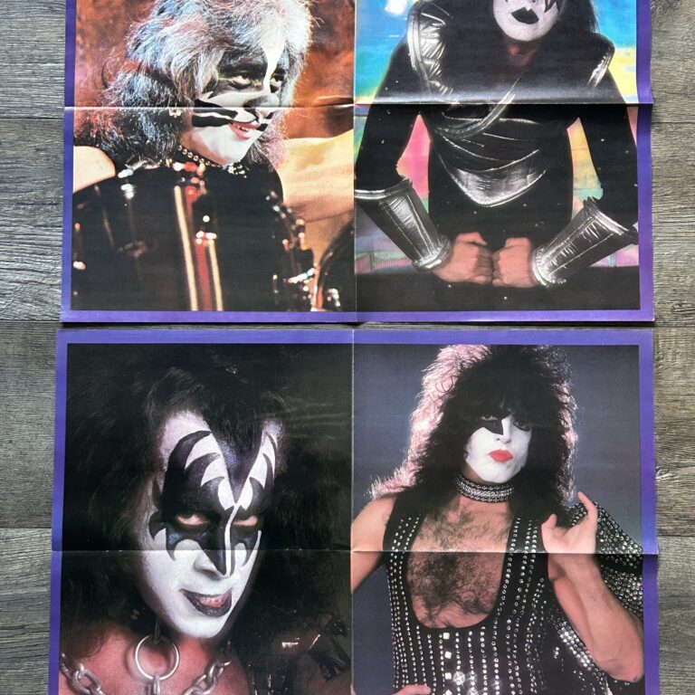 KISS Poster Centerfold Love Gun Collage 2pc Set Each 16x22 Vintage Kiss Aucoin