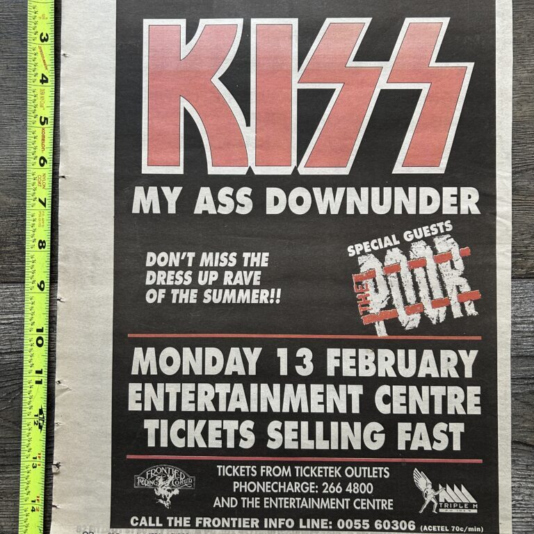 KISS Concert Ad Advert Kiss My Ass Downunder Australia Sydney 1994 Vintage Kiss