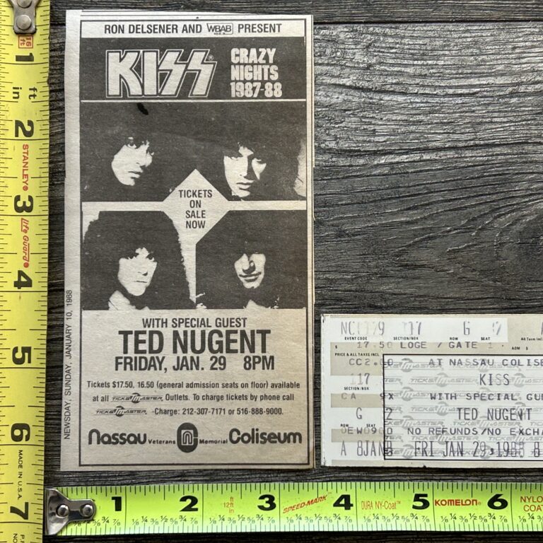 KISS Concert Ad Ticket Stub Crazy Nights Tour Nassau Coliseum 1988 Vintage Kiss