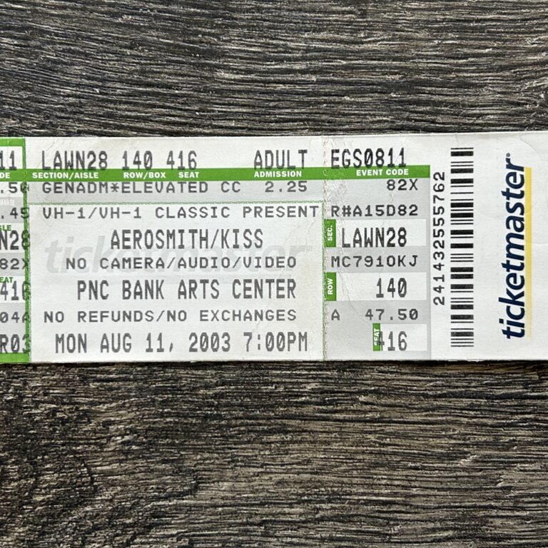 KISS Full TICKET STUB Aerosmith Concert Tour PNC NJ Aug 11 2003 Vintage Kiss