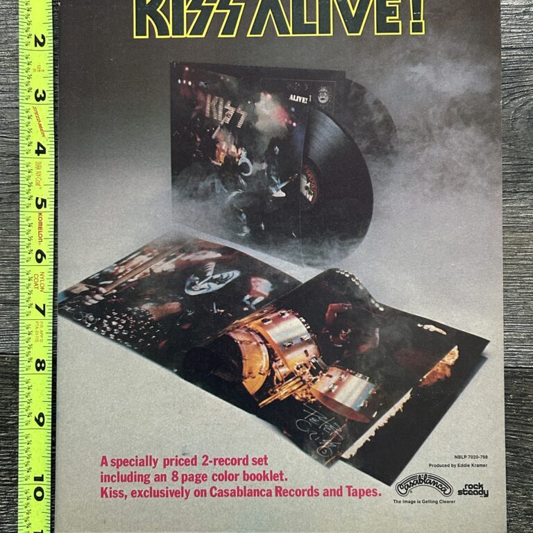 KISS Ad Advert Alive Album Vinyl Record 2 LP Set 1975 Vintage Kiss Aucoin 8x11 A