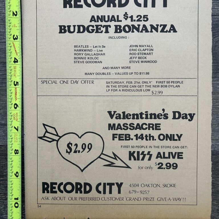 KISS Ad Advert Alive Record City Illinois Valentines Day Massacre Vintage Aucoin