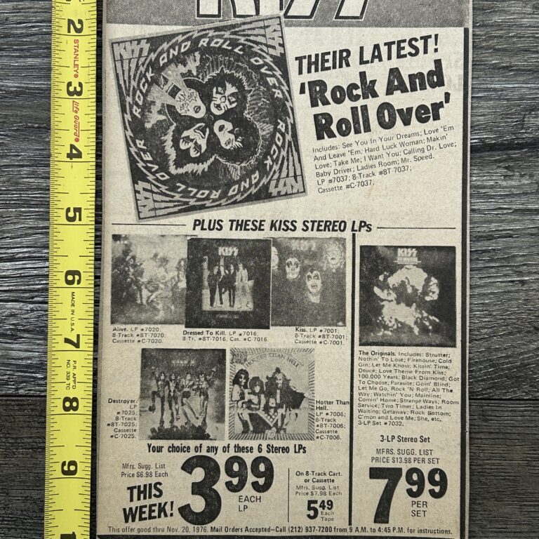 KISS Ad Advert Rock And Roll Over Vinyl Record Back Catalog Vintage Kiss Aucoin