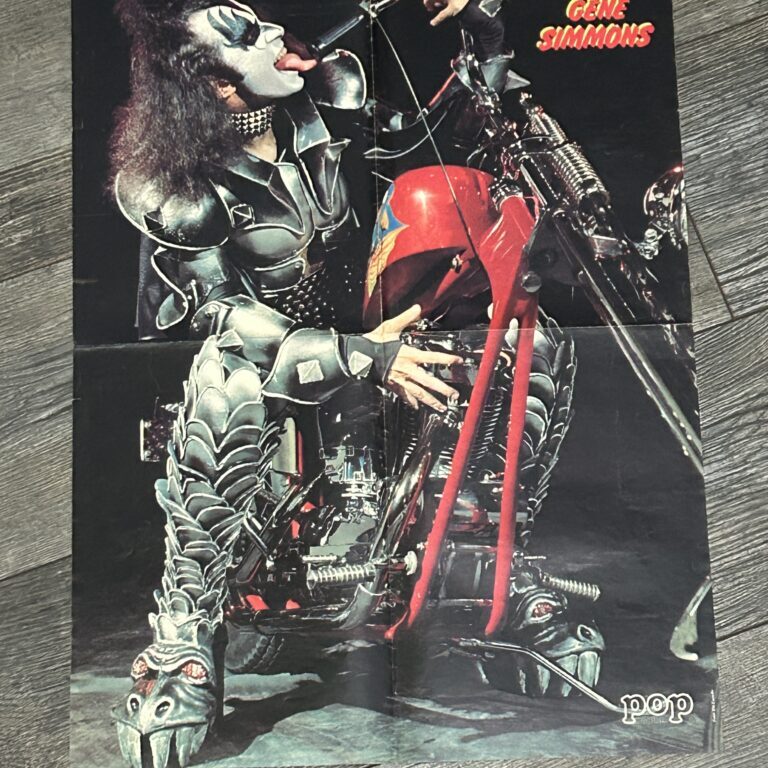 KISS Poster Centerfold GENE SIMMONS Motorcycle Pop Vintage Kiss Aucoin 16x22