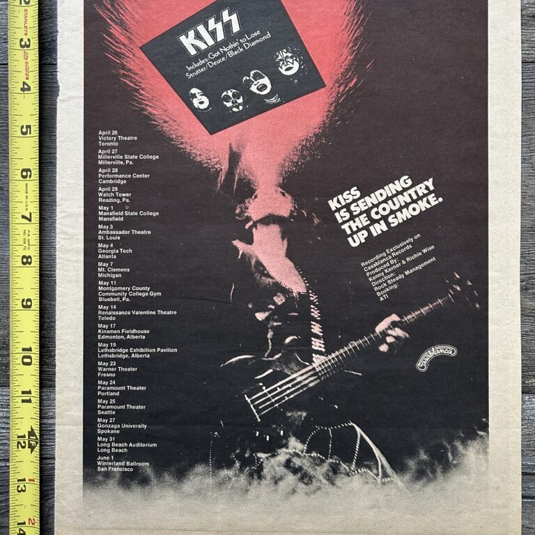 KISS Ad Advert Debut Album Concert Tour 1974 Gene Simmons Vintage Kiss Aucoin