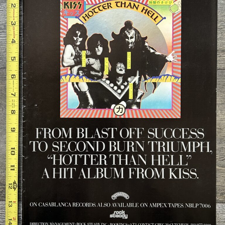 KISS Ad Advert Hotter Than Hell Vinyl LP & Ampex Tape Vintage Kiss Aucoin 11x14