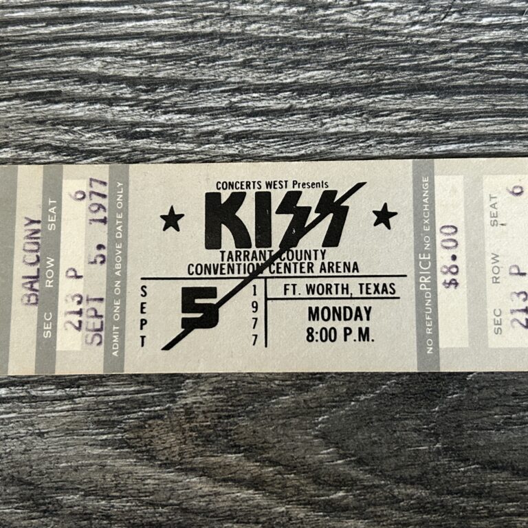 KISS FULL TICKET STUB Texas 9/5 1977 Love Gun Concert Tour Vintage Kiss Aucoin