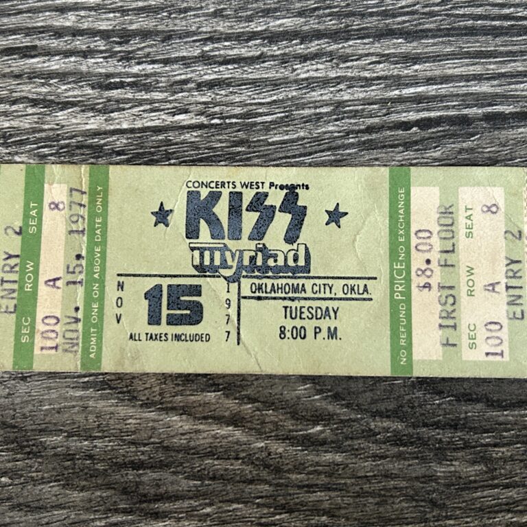 KISS FULL TICKET STUB Oklahoma 1977 Alive 2 Concert Tour Vintage Kiss Aucoin