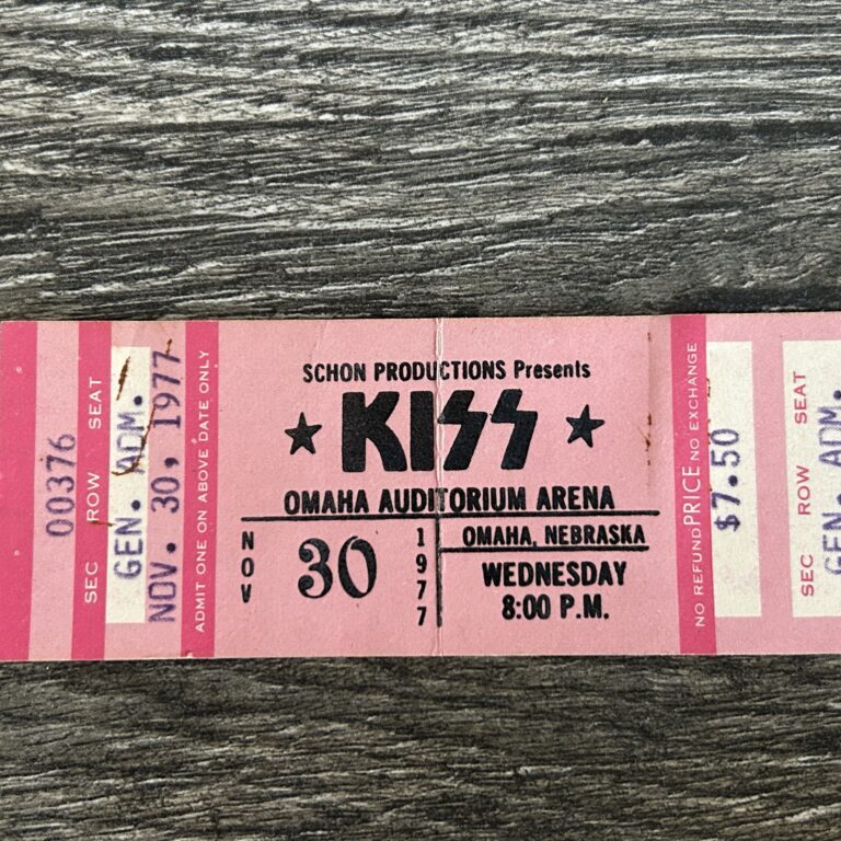 KISS FULL TICKET STUB Omaha 11/30 1977 Alive 2 Concert Tour Vintage Kiss Aucoin