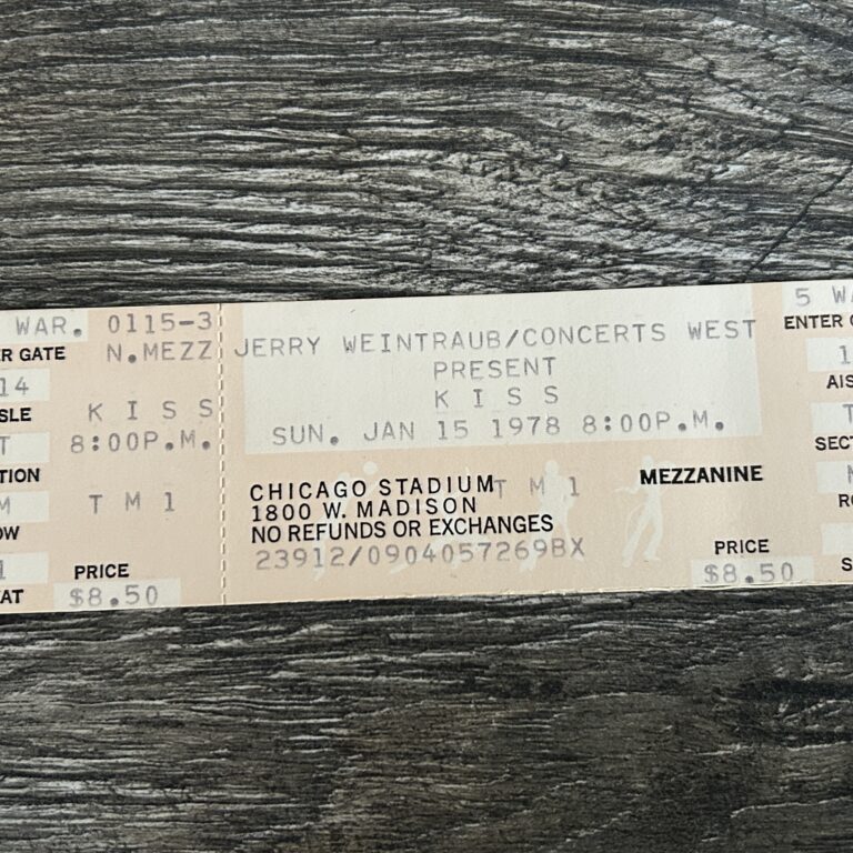 KISS FULL TICKET STUB Chicago 1/15 1978 Alive 2 Concert Tour Vintage Kiss Aucoin