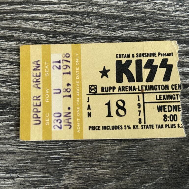 KISS TICKET STUB Kentucky Jan 18 1978 Alive 2 Concert Tour Vintage Kiss Aucoin