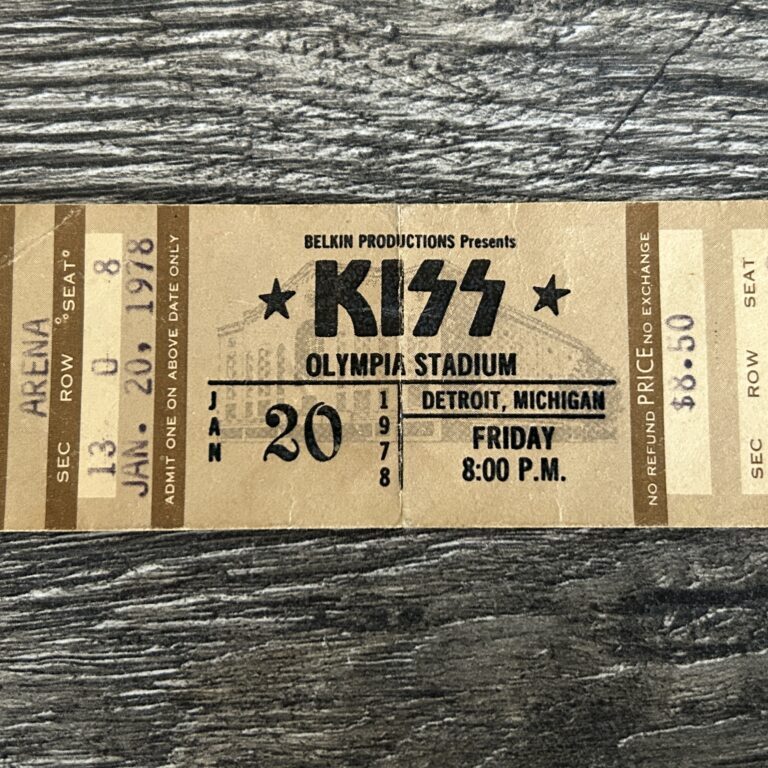 KISS TICKET STUB Detroit Jan 20 1978 Alive 2 Concert Tour Vintage Kiss Aucoin